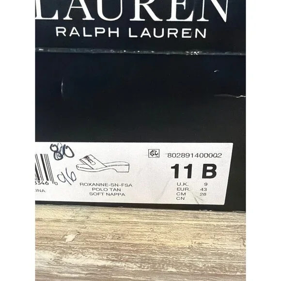 Lauren Ralph Lauren Roxanne Slide Sandals Polo Tan Leather Heel Size 11 NEW - Picture 12 of 15